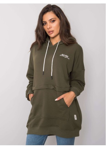 Khaki zelená mikina s kapucňou