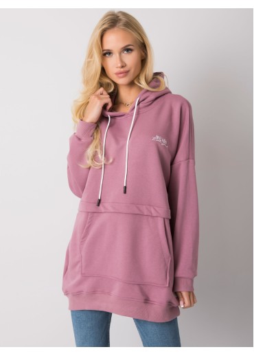 Tmavopúdrovo ružová mikina s kapucňou