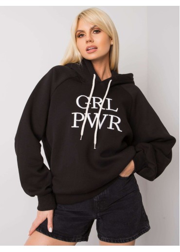 Čierna oteplená mikina s kapucňou