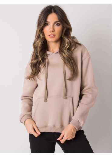 Béžovo hnedá basic mikina s kapucňou