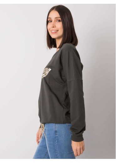 Khaki zelená mikina s potlačou