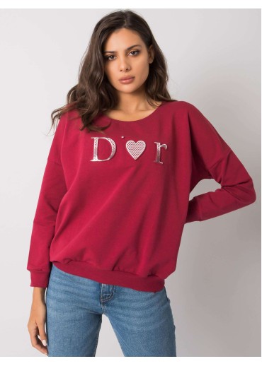 Bordovo červená mikina s nápisom