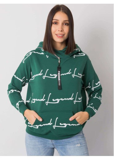 Tmavozelená dámska mikina s kapucňou