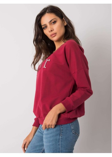 Bordovo červená mikina s nápisom