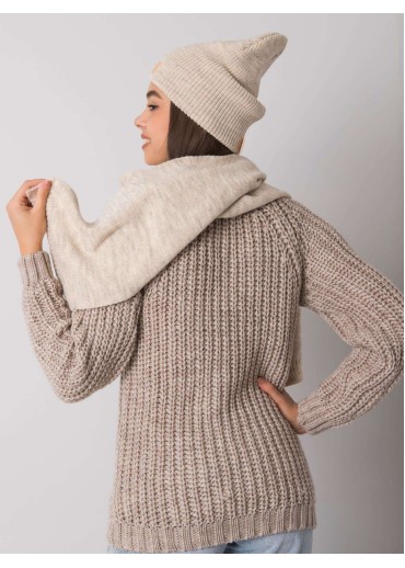 Béžovo hnedý šál a čiapka komplet