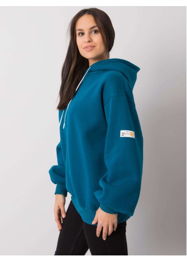 Azúrovo modrá mikina s kapucňou