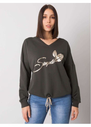 Khaki zelená mikina s potlačou