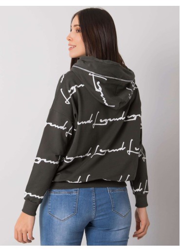 Khaki zelená dámska mikina s kapucňou