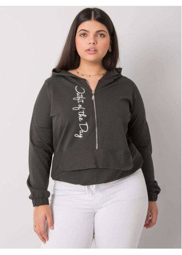 Khaki zelená mikina s kapucňou