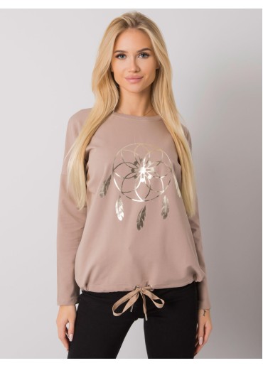 Béžovo hnedé tričko s dlhým rukávom