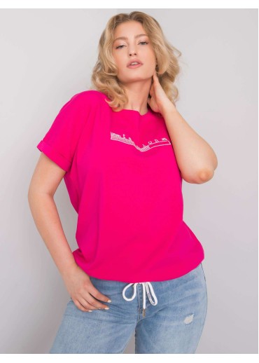 Fuchsiovo ružové one size tričko s výšivkou