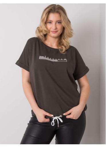 Khaki zelené one size tričko s výšivkou