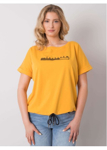 Žlté one size tričko s výšivkou