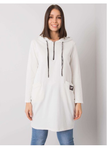 Smotanovo biela tunika s kapucňou