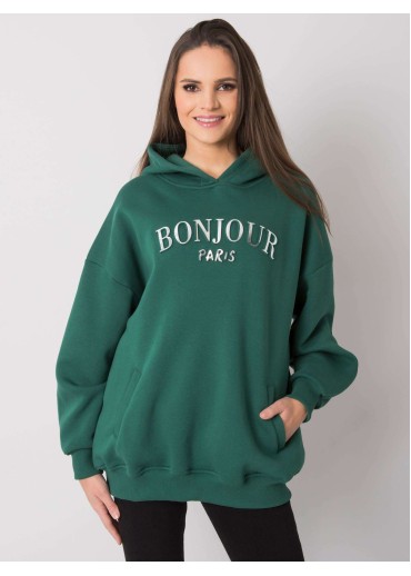 Tmavozelená mikina s kapucňou