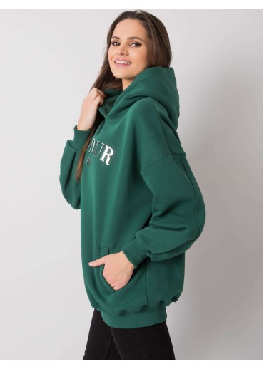 Tmavozelená mikina s kapucňou