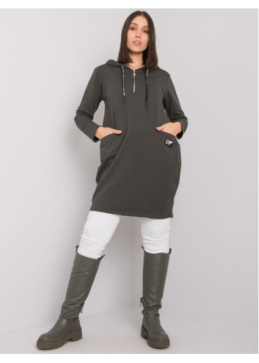 Khaki zelená tunika s kapucňou