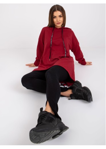 Bordovo červená predĺžená mikina