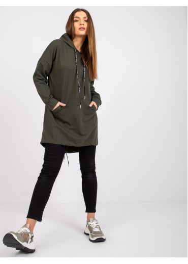 Khaki zelená predĺžená mikina