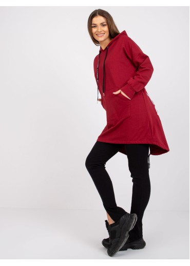 Bordovo červená predĺžená mikina
