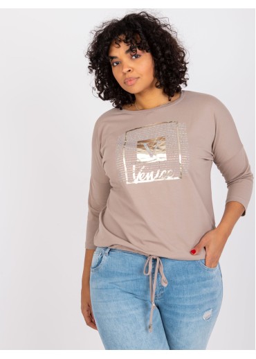 Béžovo hnedé tričko s potlačou