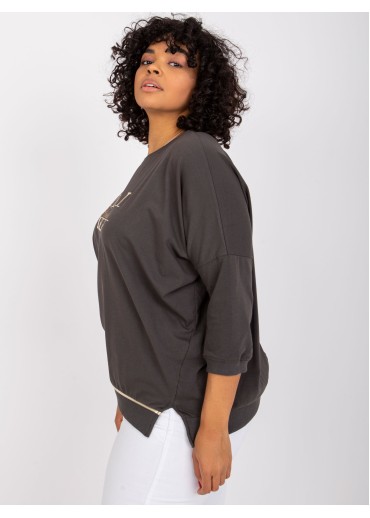 Khaki zelené tričko s 3/4 rukávom