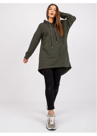 Khaki zelená predĺžená mikina