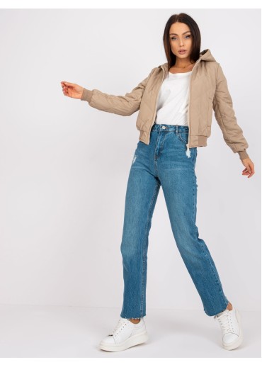 Béžovo hnedá krátka prechodná bunda