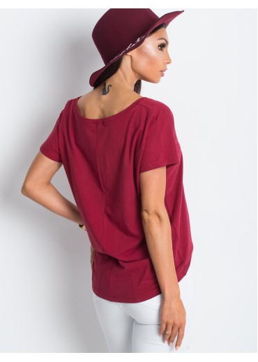 Bordovo červené bavlnené tričko