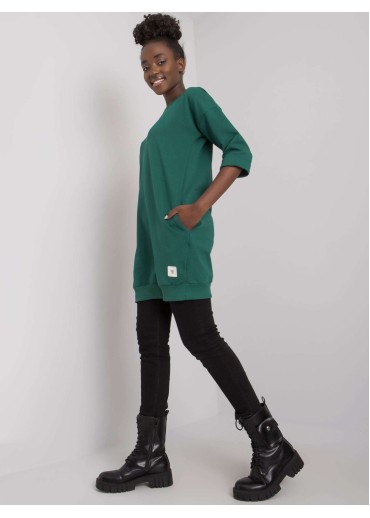 Tmavozelená predĺžená mikina