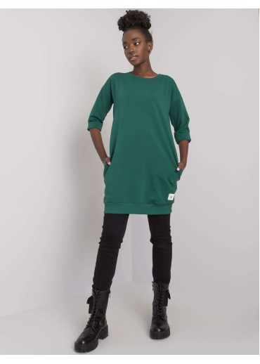 Tmavozelená predĺžená mikina