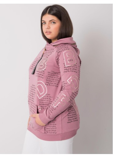 Tmavopúdrovo ružová mikina s kapucňou