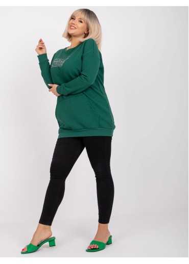 Tmavozelená predĺžená mikina