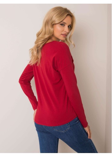 Bordovo červené basic tričko s dlhým rukávom