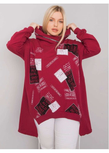 Bordovo červená mikina s kapucňou
