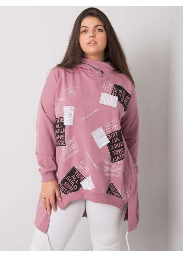 Tmavopúdrovo ružová mikina s kapucňou