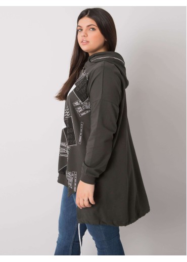 Khaki zelená mikina s kapucňou