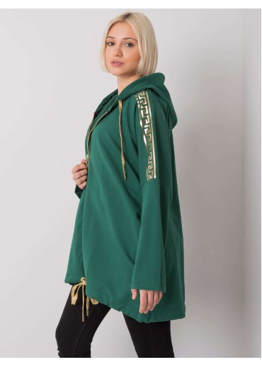 Tmavozelená mikina s kapucňou
