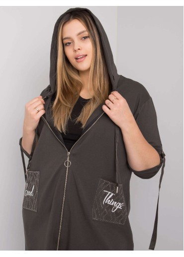 Khaki zelená mikina s kapucňou