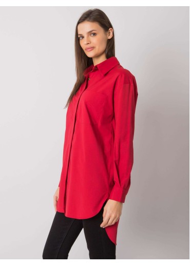 Bordovo červená predĺžená košeľa