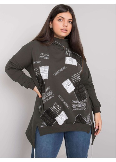 Khaki zelená mikina s kapucňou