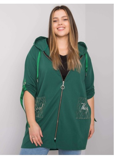 Tmavozelená mikina s kapucňou