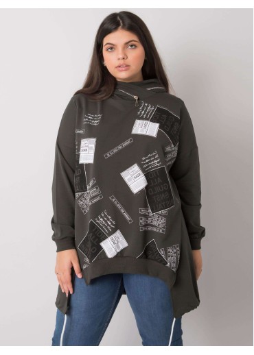 Khaki zelená mikina s kapucňou