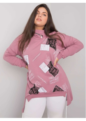 Tmavopúdrovo ružová mikina s kapucňou