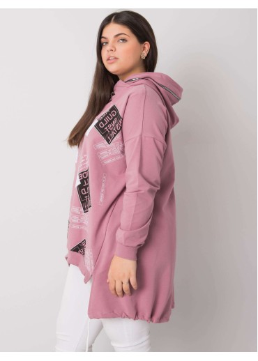 Tmavopúdrovo ružová mikina s kapucňou