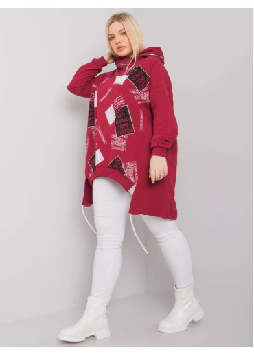Bordovo červená mikina s kapucňou