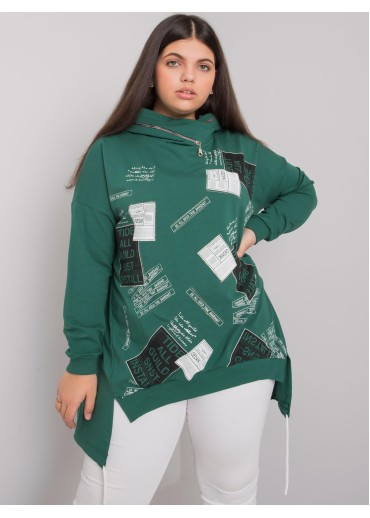 Tmavozelená mikina s kapucňou