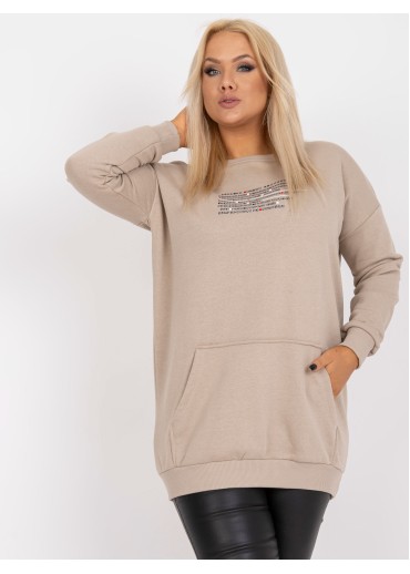 Béžovo hnedá predĺžená mikina