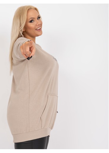 Béžovo hnedá predĺžená mikina