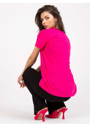 Fuchsiovo ružové tričko s dierkami
